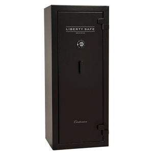 Liberty Safe Centurion 18 gun safe, closed door, showcasing a 30‑minute fire rating and budget‑friendly security features.