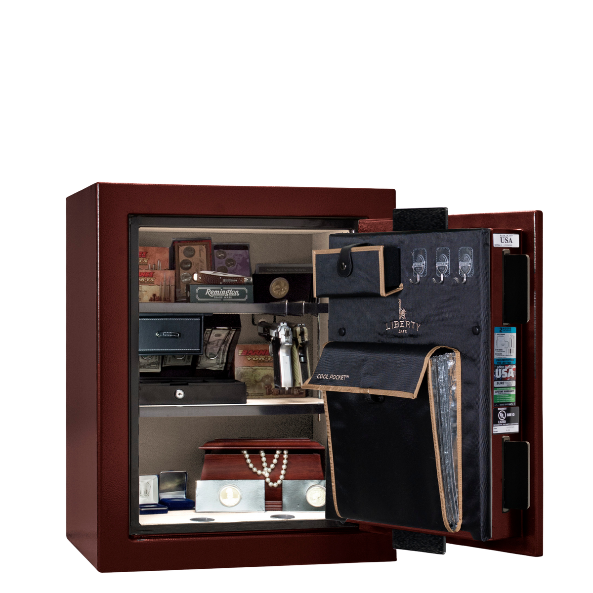 Premium Home Series | Level 7 Security | 2 Hour Fire Protection | 08 | Dimensions: 29.75"(H) x 24.5"(W) x 19"(D) | Burgundy Marble - Open Door